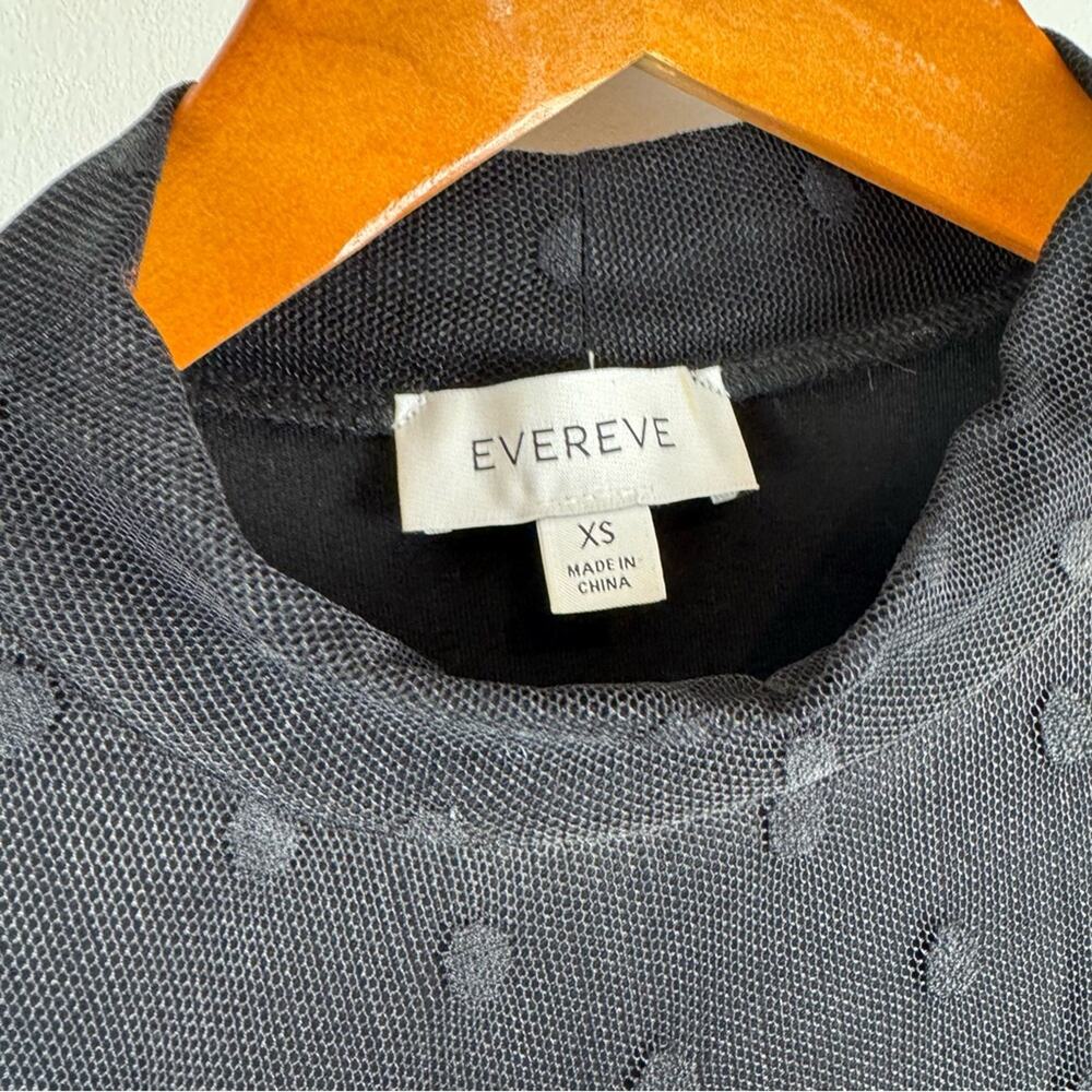 Evereve Sheer Black Ruched Top with Polka Dot Detail ~ XS - Picture 6 of 12